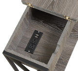 Convenience Concepts Tucson Flip Top End Table with Charging Station and Shelf, Weathered Gray Convenience Concepts