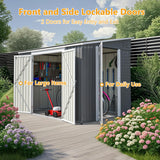 6x8FT Metal Outdoor Storage Shed with Floor Frame,Large Tool&Lawn Mower Shed with Two Lockable Doors for Garden Backyard Patio Storage,Outside Lean to Waterproof Storage Shed Thanaddo