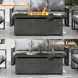 Sundale Outdoor 5 Pieces Metal Patio Furniture Set with Fire Pit Table, Outdoor Sectional Sofa w/6 Inch Olefin Cushion, Modern Outdoor Conversation Sets Sundale Outdoor