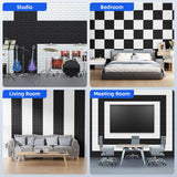 12 Pack Acoustic Panels with Self Adhesive, 12" X 12" X 0.4" High Density Sound Proof Foam Panels for Walls, Soundproof Wall Panels, Brick Sound Absorbing Panels for Home Studio Office Decor - Black NEPIS