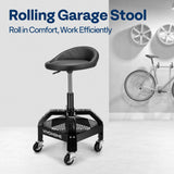 VIVOHOME Rolling Shop Stool Adjustable Height 360 Degree Swivel Stool with Tool Tray Storage and Wheels for Garage, Workshop, 300 LBS Capacity VIVOHOME