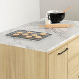 South Shore Myro Kitchen Island Faux White Marble and Blonde Oak, Contemporary South Shore