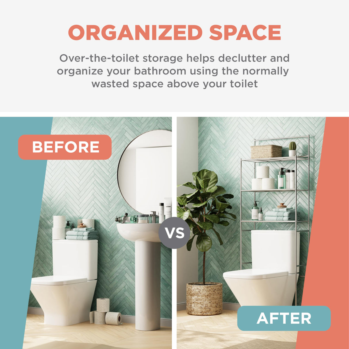 Zenna Home 2523NN Over the toilet storage, 23.25 x 64.7, Satin Nickel Zenna Home