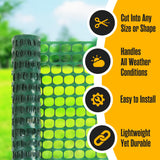 Houseables Fencing, Temporary Fence, Deer Fence, 4x100' Feet, 10.55 lb/roll, Green Plastic Fencing, Temporary Fencing for Yard, Snow Fence, Plastic Fence Roll, Chicken Fence Mesh, Construction Fencing Houseables