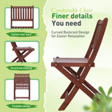 Greesum 5 Piece Patio Dining Set Outdoor Acacia Wood Furniture All-Weather Folding Round Table and Chairs for Backyard,Balcony,Porch,Deck,Garden, Dark Brown Greesum