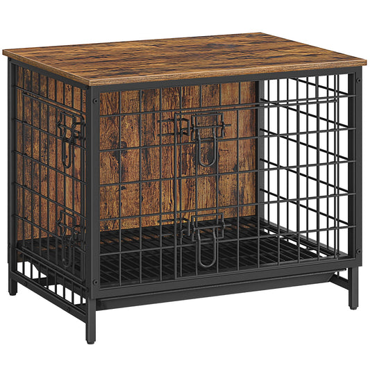 MAHANCRIS Dog Crate Furniture, Wooden Dog Kennel with Removable Tray, Heavy-Duty Dog Cage End Side Table, Indoor Dog House for Small/Medium/Large Dogs, 25.2" L, Rustic Brown DCHR0101Z - WoodArtSupply