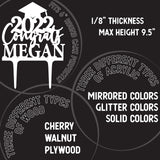 Personalized Graduation Cake Topper - Congrats Grad Cake Toppers w/Name and Date - Custom Wooden Cake Decorations, Class of 2024 Cake Topper for Graduation Party - 3 Wooden Options Customization Mill