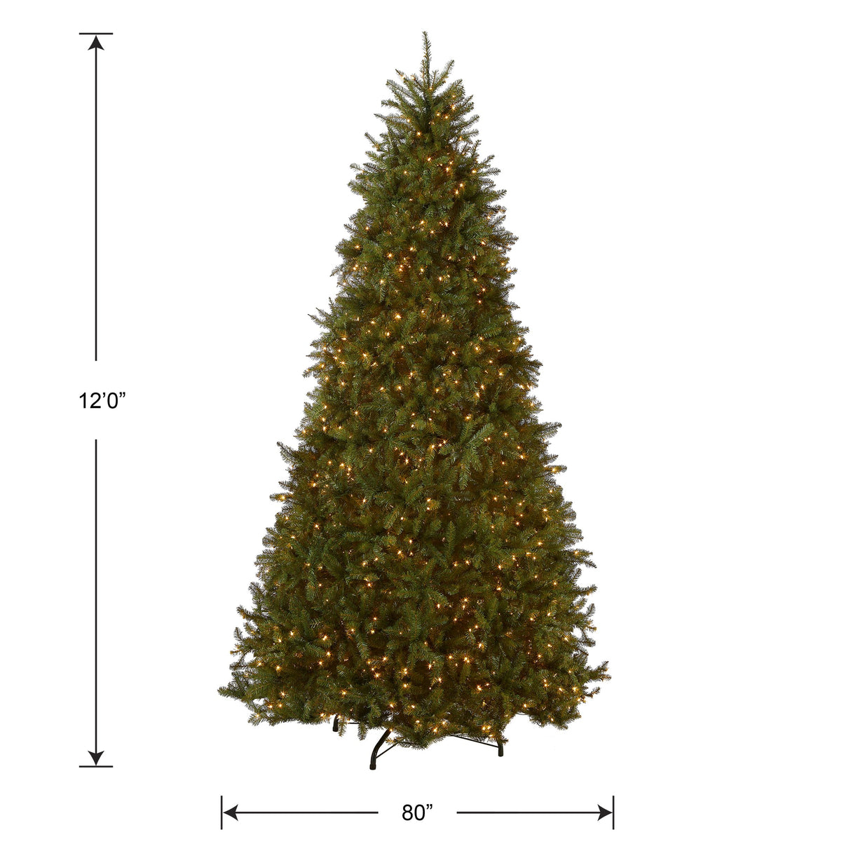 National Tree Company Pre-Lit Artificial Full Christmas Tree, Green, Dunhill Fir, White Lights, Includes Stand, 12 Feet National Tree Company