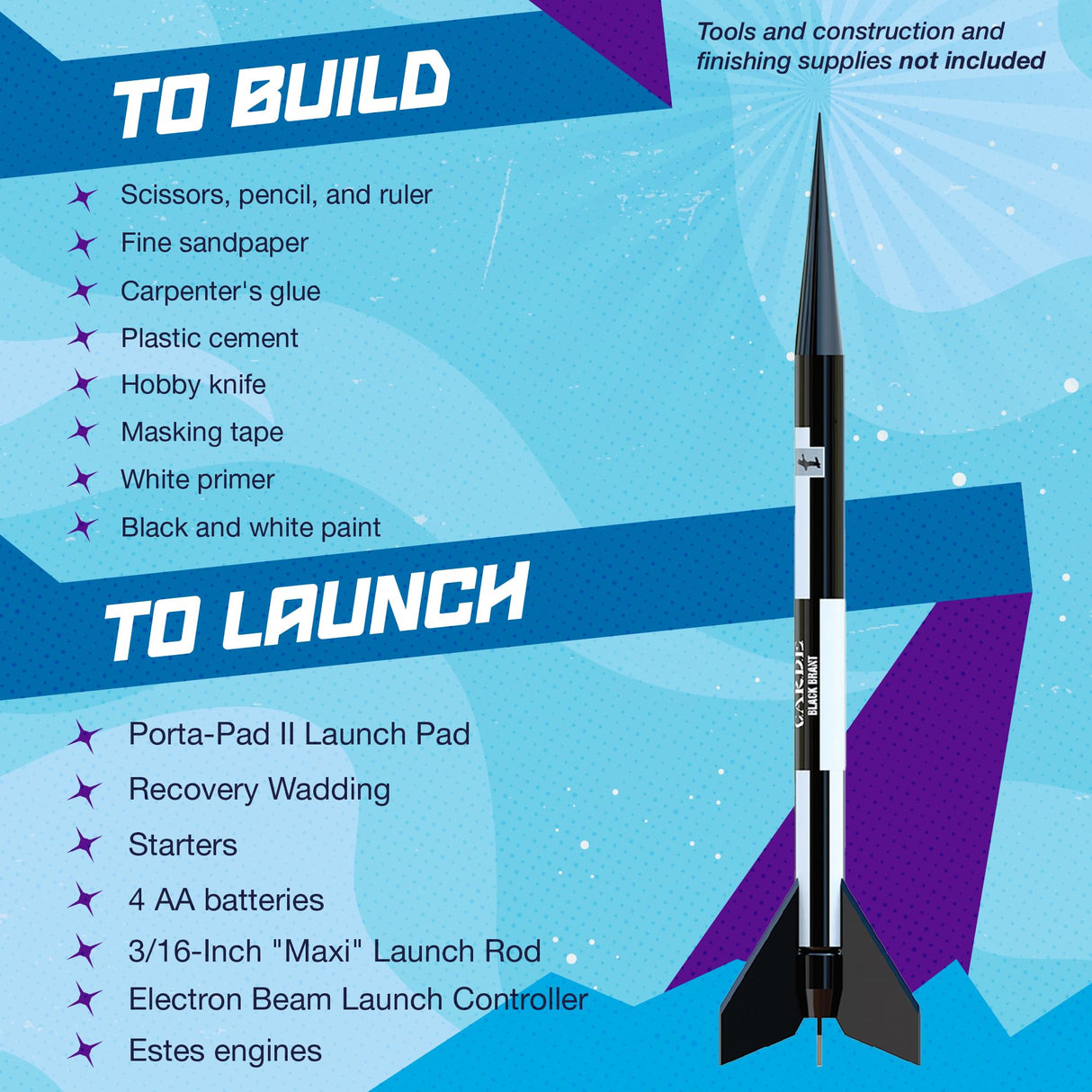 Estes 7243 Black Brant II Rocket-Building Kit, Advanced Dual-Body Flying-Rocket-Model Kit for Ages 10+ Estes