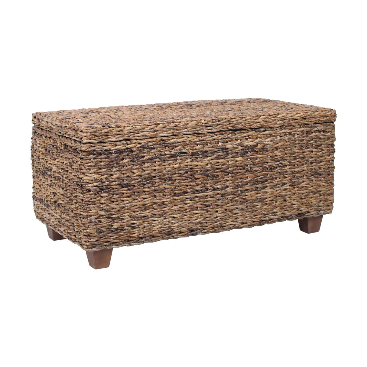 East at Main Woven Rattan Storage Coastal Coffee Table - Handwoven Natural Brown Rattan, Hidden Storage, Solid Wood Frame, 37x20x18 Inches (Natural) East at Main