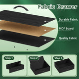 Furnulem Black Nightstand with Wood Shelf, Bedside Table with Led Light and Charging Station, 25.8 Inch End Table with 3 Fabric Storage Drawers, Small Side Table Night Stand for Bedroom Furniture Furnulem