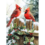 MEIYUDA Winter Cardinal Christmas Diamond Art Kits, 5D Cardinal Birds Full Drill Diamond Paintings for Adults, DIY Christmas Diamond Art Crafts for Home Walls Decoration or Presents 12x16inch MEIYUDA