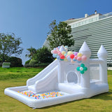 13.5ft * 9.5ft White Bounce House with Ball Pit and Blower, White Bounce House Castle for Kids Birthday Parties, Events Felizhus