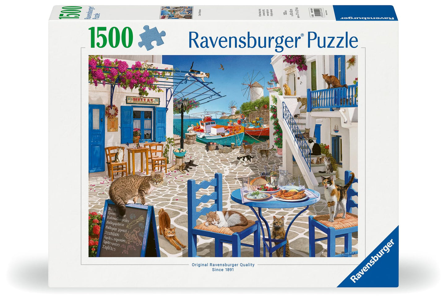 Ravensburger Cats of Mykonos 1500 Piece Jigsaw Puzzle | Great Group Activity | Renowned Brand | FSC-Certified Material