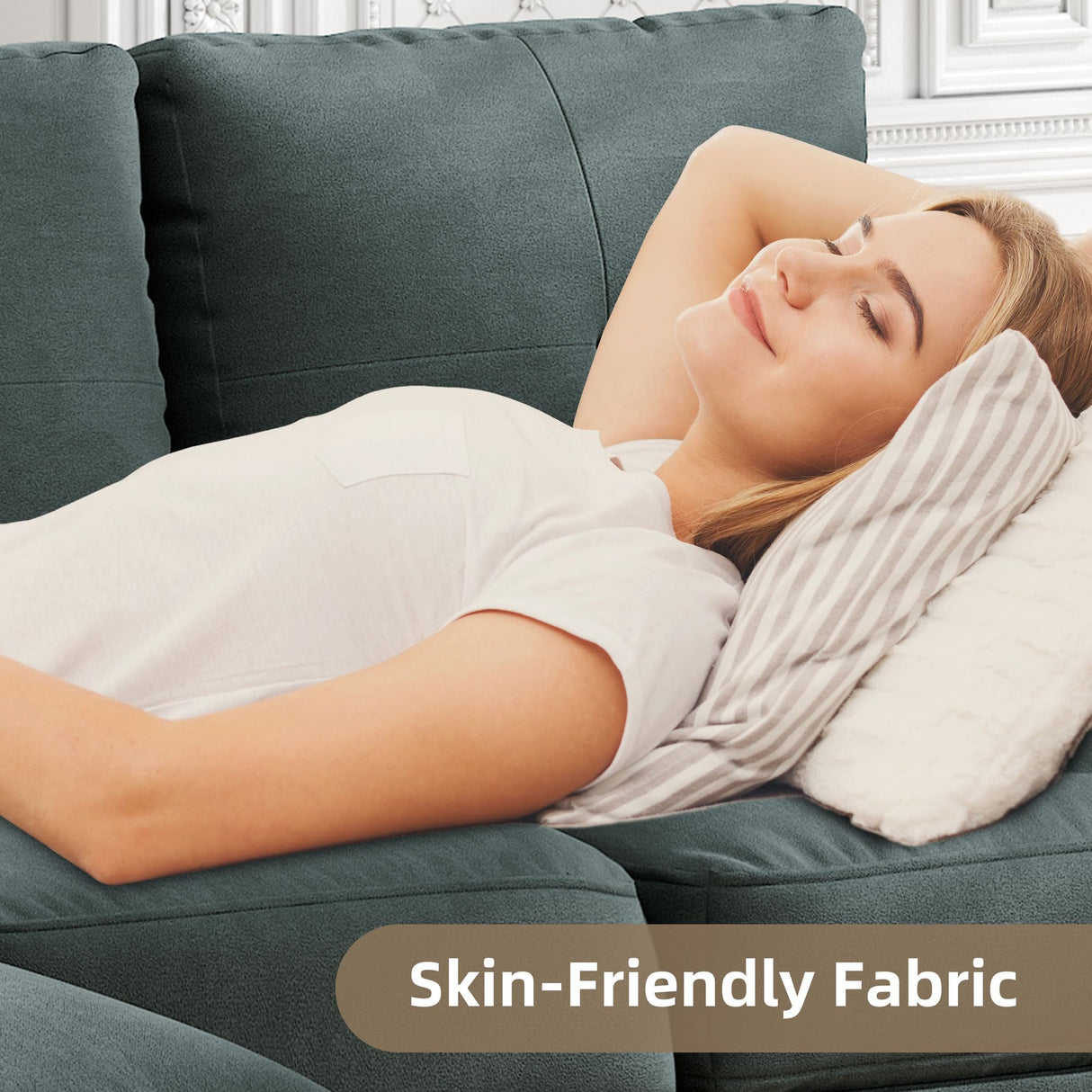 JAMFLY Convertible Sectional Couches for Living Room, L-Shaped Couch 3 Seat Sectional Sofa Set with Polyester Fabric and Movable Ottoman Small Couch for Apartments, Office, Dark Grey JAMFLY