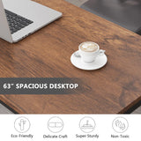 Tribesigns Computer Desk, 63 inch Large Office Desk Computer Table Study Writing Desk Workstation for Home Office, Rustic Brown Tribesigns
