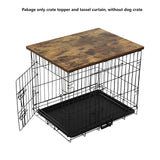VIE DE AMAN Dog Crate Topper Wood for 48 42 36 24 inch Cages, Dog Crate Table Topper with Tassel Curtain, Rustic Style Dog Kennel Topper, Rustic Brown(Dog Crate Not Include) VIE DE AMAN