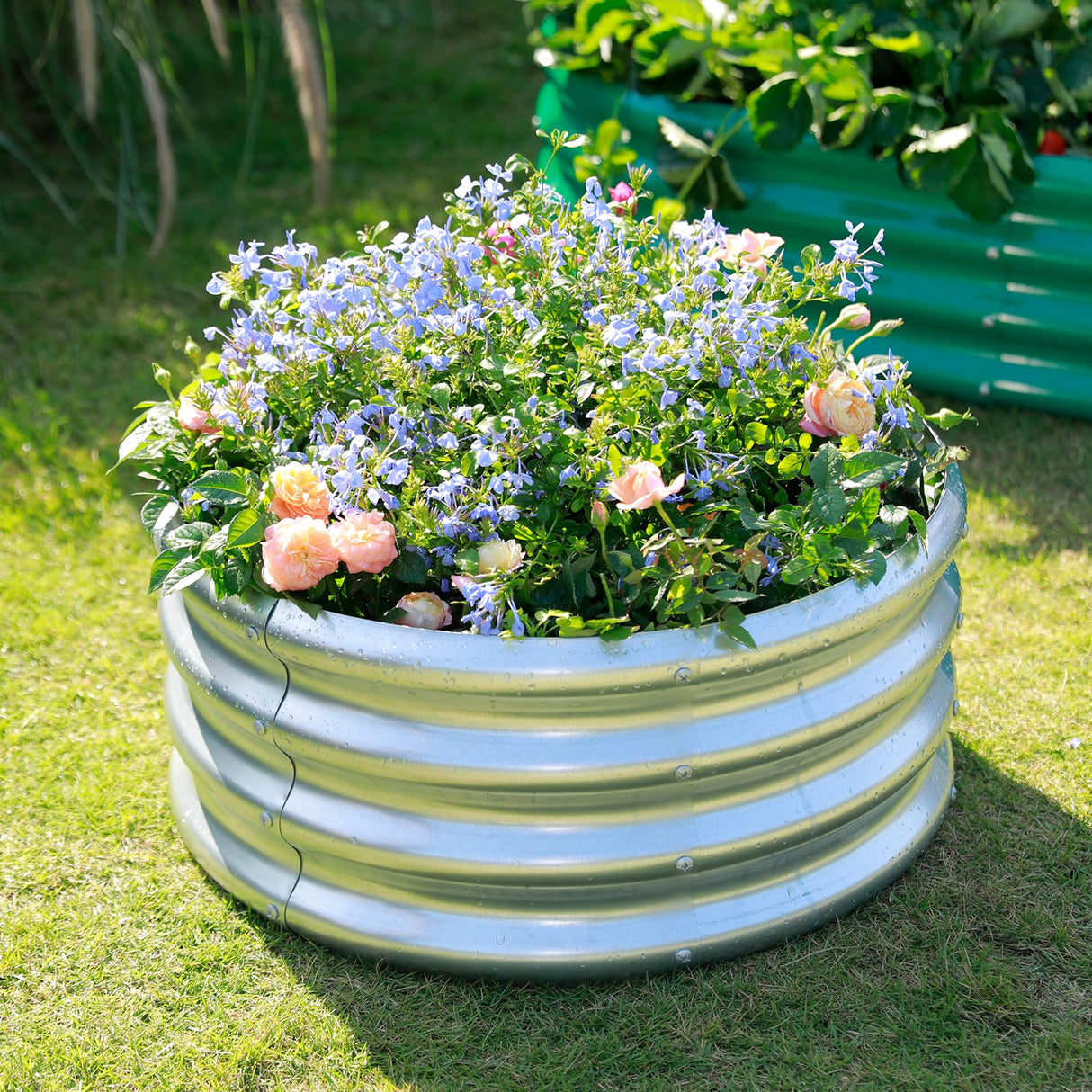 Land Guard Galvanized Raised Garden Bed 2Pcs, Planter Raised Garden Beds Outdoor, Round Clearance Raised Garden Beds for Gardening Vegetables…… Land Guard