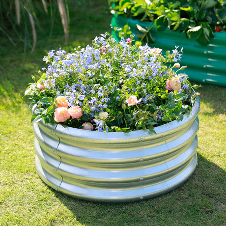 Land Guard Galvanized Raised Garden Bed 2Pcs, Planter Raised Garden Beds Outdoor, Round Clearance Raised Garden Beds for Gardening Vegetables…… Land Guard