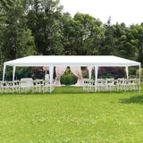 Tangkula 10'x30' Outdoor Canopy Tent Heavy Duty Party Wedding Event Tent Sturdy Steel Frame with 5 Removable Sidewalls Waterproof Sun Snow Rain Shelter Gazebo Canopy Tent, White Tangkula
