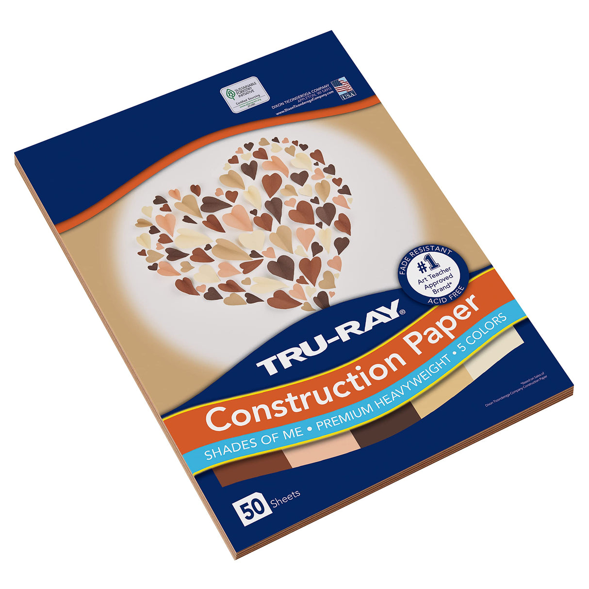 Tru-Ray Shades of Me Construction Paper, 5 Assorted Skin Tone Colors, 9" x 12", 50 Sheets Tru-Ray