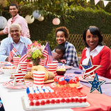 Whaline 4th of July Star Table Decor Patriotic Embossed Stars Stripes Wooden Sign American Flag Tiered Tray Table Centerpiece Farmhouse Wood Block Tabletop for Independence Day Memorial Day, 3Pcs Whaline