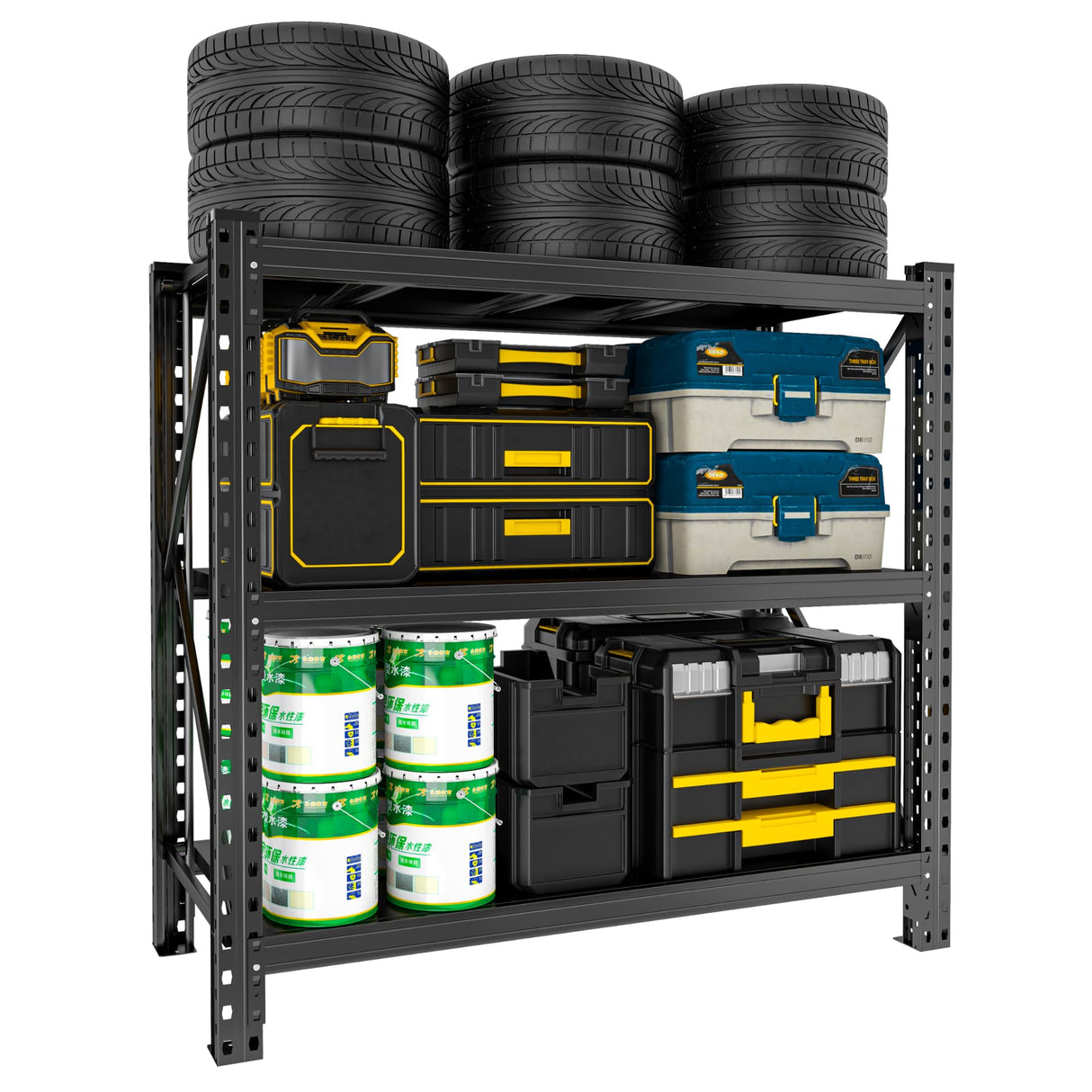 Notmise Heavy Duty Metal Storage Shelves - 5-Tier Adjustable Utility Shelf for Garage and Workshop, 51.2" W x 47.2" H x 23.6" D, Black - Ideal Organizer for Basement & Industrial Use Notmise