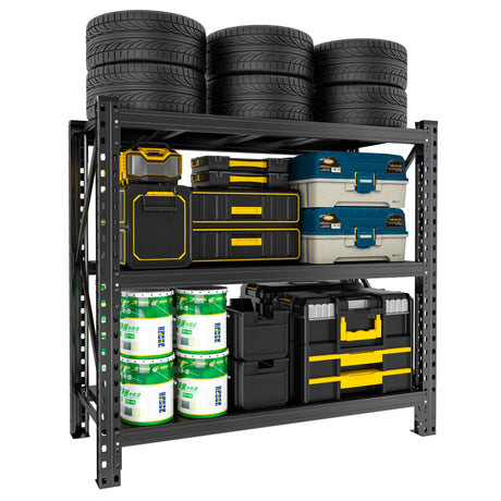 Notmise Heavy Duty Metal Storage Shelves - 5-Tier Adjustable Utility Shelf for Garage and Workshop, 51.2" W x 47.2" H x 23.6" D, Black - Ideal Organizer for Basement & Industrial Use Notmise