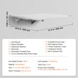 VEVOR Wall Mounted Folding Table, 31.5" x 19.69" Wall Mount Drop Leaf Table, Floating Desk with Iron Bracket, Fold Down Desk for Small Spaces, Home Office, Dining, Laundry Room, Kitchen, Bar, White VEVOR