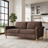 Vesgantti 65" Brown Loveseat – Mid-Century Modern 2-Seater Sofa, Tool-Free Assembly, Compact & Comfy Vesgantti