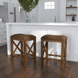 Hillsdale Furniture Willow Bend Stationary Backless Counter Height Stools, Set of 2, Antique Brown Walnut Hillsdale