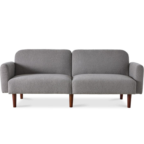 Best Choice Products 77" Mid Century Modern Boucle Loveseat Sofa, Couch, Convertible Sofa Sleeper Bed w/Real Wood, Removable Armrest - Storm Gray Best Choice Products