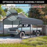 Outvita Heavy Duty Metal Carport, 10x15FT, Gray, Vehicle Protection, Outdoor Gatherings Outvita
