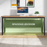 Tribesigns 63 inches Executive Desk and 47" lateral File Cabinet, L-Shaped Computer Desk Home Office Business Furniture with Drawers and Storage Shelves, Office Table,Brown and Black Tribesigns