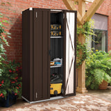 AECOJOY Outdoor Storage Cabinet Waterproof with Shelves, Vertical Tall Garden Outdoor Cabinet, Sheds & Outdoor Storage Clearance Cabinet Weatherproof for Outside in Brown AECOJOY