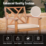 Werph 3 Piece Outdoor Patio Furniture Set, Wooden Conversation Patio Set with Padded Cushion Chairs and Coffee Table, Acacia Wood Lounge Conversation Set for Porch Balcony Deck Backyard Werph