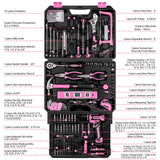 Pink Tool Kit Box Drill Set：DEKOPRO Home Mechanic Toolbox with 12V Power Cordless Drill Hand Repair Tools Sets Combo Kits Storage Organizer Drawer Case for Women DEKOPRO
