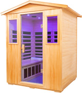 LTCCDSS Basswood Outdoor Sauna 4 Person Far Infrared Sauna, Basswood Wisconsin, Withstand Outdoor Temp -10℉-149℉| Low EMF Sauna Room for Home-12 Low EMF Boards-Chromotherapy-Bluetooth Speaker LTCCDSS