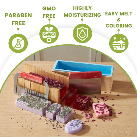 PIUH Deluxe Soap Making Kit for Soap Making,DIY Soap Making Full Set Kits Includes Soap Melter,4 lb Soap Base,8 Essencial Oils,Silicone Loaf Molds & Scraper,Cutter, 8 Dyestuffs for Adult & Kids Gift PIUH