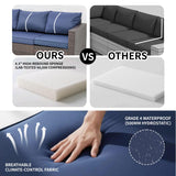 YLGJ&TIDY 3-Piece PE Rattan Patio Furniture Set - Waterproof Outdoor Sectional Sofa w/Thick Cushions - All-Weather Wicker Conversation Set for Backyard, Pool, Deck (Navy Blue) YLGJ&TIDY