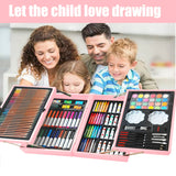 KINSPORY Art Supplies, 139 Pack Painting Drawing Art Kit with 2 Sketch Pads, Deluxe Double Layers Art Set Crafts, Colored Pencils, Oil Pastels, Watercolor Paints, Gift for Artists Kids (Rose Pink) KINSPORY