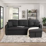 Generic Sleeper Sofa Bed Couch 3 Seater Modular Sectional Sofa Sleeper Pull Out Couch for Livnig Room Modern L Shaped Sleeper Sectional with Storage & Cup Holders, Dark Grey, F4777LIST WoodArtSupply