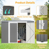 6x8FT Metal Outdoor Storage Shed with Floor Frame,Large Tool&Lawn Mower Shed with Two Lockable Doors for Garden Backyard Patio Storage,Outside Lean to Waterproof Storage Shed Thanaddo