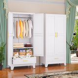 GAIOUS Steel Armoire Wardrobe Closet with 2 Doors, 71" Household Wardrobe Cabinet with Hanging Rod and Drawers, Metal Clothing Storage Cabinet with Adjustable Shelf for Bedroom, Cloak Room, Gym(White) GAIOUS