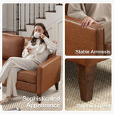 HAOMARKETS Faux Leather L Shaped Couch with Solid Wood Feet, 3-Seater Sofa with Reversible Chaise for Apartment, Sectional Couches for Living Room, Brown HAOMARKETS