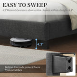 Yaheetech Dark Gray Upholstered King Bed Frame with Wing Design and Wooden Slat Support Yaheetech