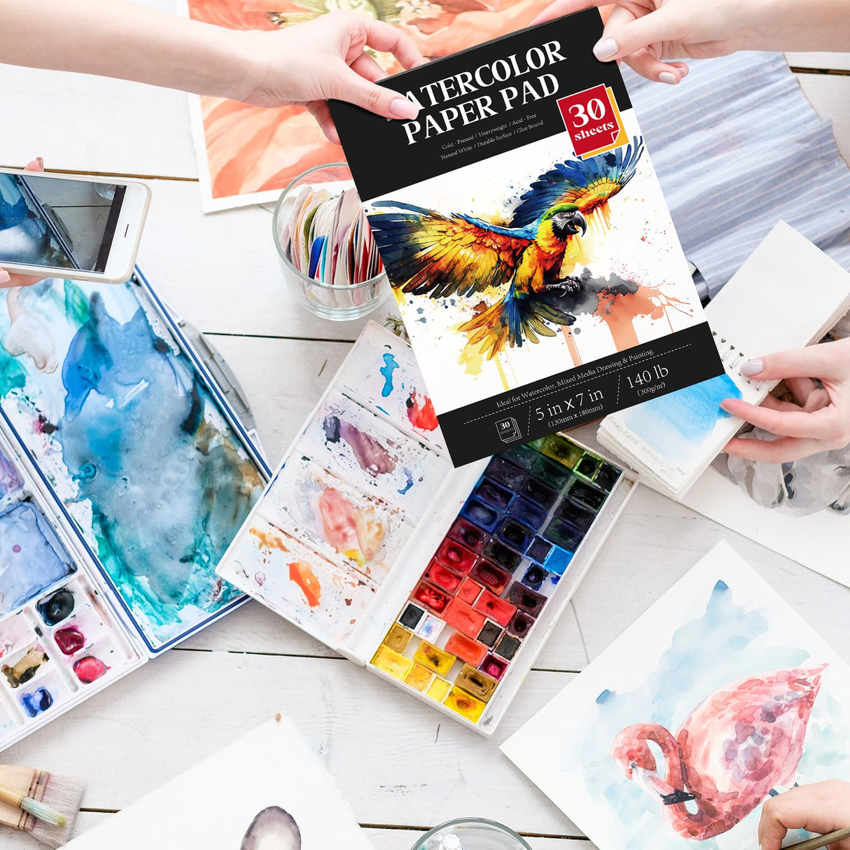 Harloon 3 Pcs Watercolor Paper Pads Cold Press Paper 90 Sheets (140lb/ 300gsm) Watercolor Paint Paper for Artist Adults Kids Students Beginning(5 x 7 Inches) Harloon