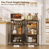 Bliesosfud Kitchen Microwave Cart with Single Door Cabinet,4 Tier Rolling Microwave Stand with Storage,Small Kitchen Island with Adjustable Shelf, Kitchen Coffee Cart Rack for Living Dining Room Bliesosfud