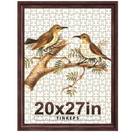 Tinkeps 20x27 Picture Frame Walnut Brown with Black Back Panel, Curved Extra Wide Edges, Wooden Vintage Style Puzzle Frame 20x27 for Wall Decor. Tinkeps