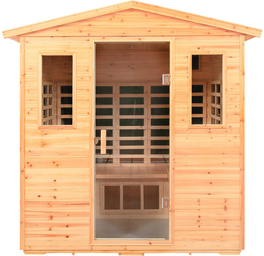 LTCCDSS Outdoor Sauna 5-6 Person Far Infrared Sauna Low EMF | Withstand Temp -5℉-104℉, Outdoor Indoor Wooden Sauna Room for Home-18 Low EMF Boards-Canadian Hemlock-Chromotherapy-Bluetooth Speaker